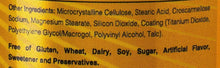Supplement label text with other ingredients and free-from statements