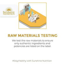 Raw materials testing infographic for Vitamin C 1000 mg supplement