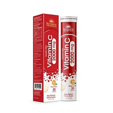 Vitamin C effervescent tablets tube and box, red label with 2000 mg