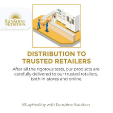 Sunshine Nutrition distribution to trusted retailers graphic with delivery scene