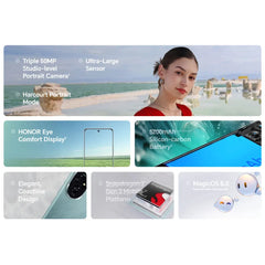HONOR 200 5G smartphone UAE collage showing portrait triple 50MP camera large sensor 5200mAh battery