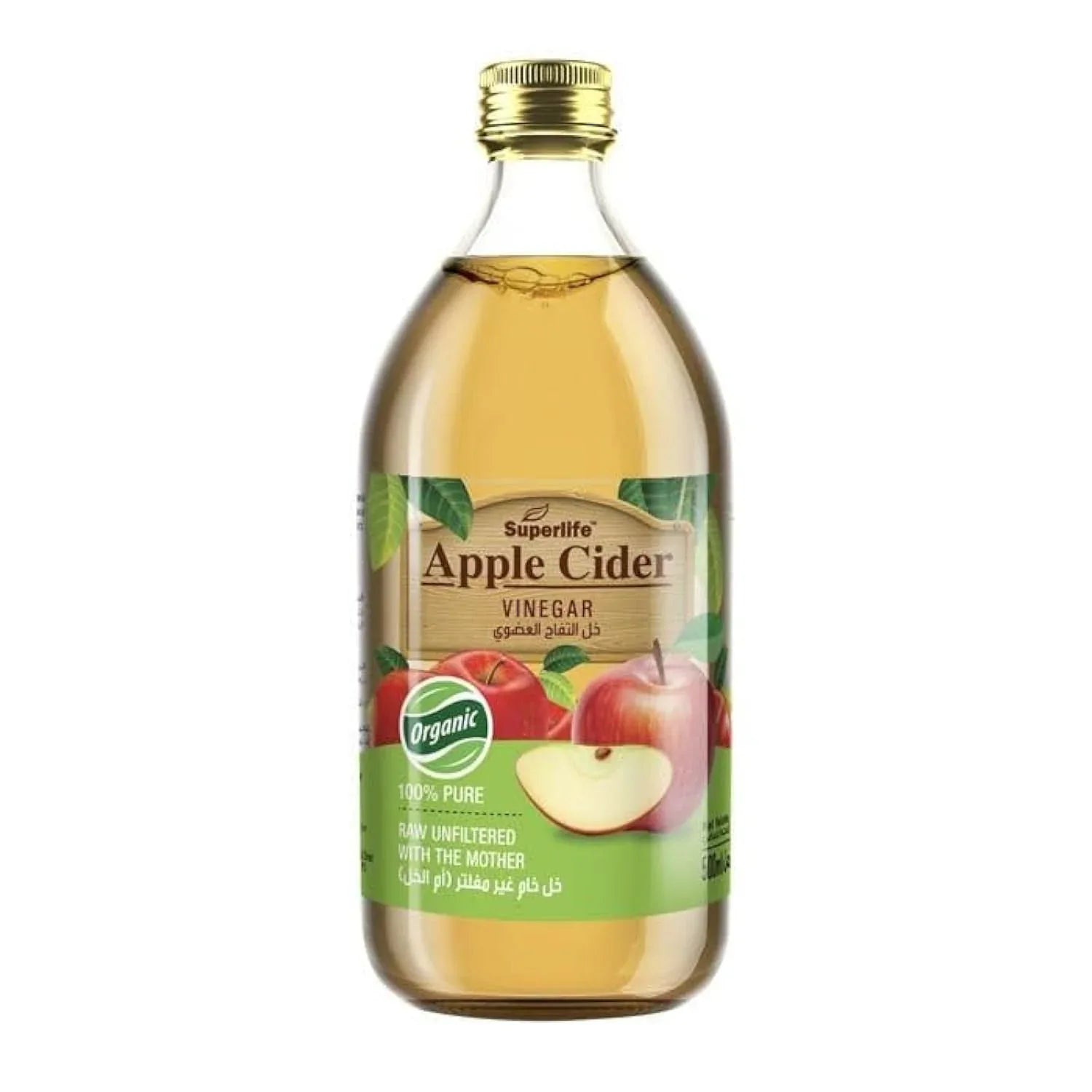 Superlife Organic Apple Cider Vinegar | 100% Pure & Organic | Raw Unfiltered Source | Acidity Is 5% | Wholesome Way To Add Flavor To Your Meal | 500 Ml - Mumzar
