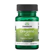Swanson Oregano Oil 10:1 extract supplement bottle with black cap, 120 softgels