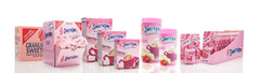 Sweet N Low assorted pink packets boxes and canisters display of Sucralose zero calorie sweetener for beverages and baking