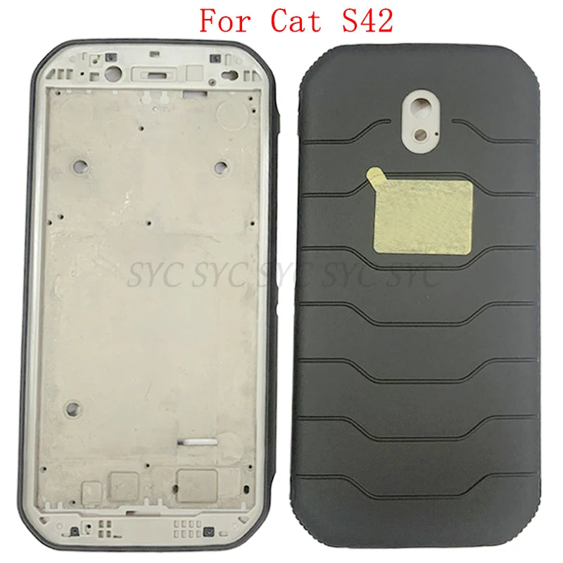Mumzar Cat S42 back cover replacement showing black textured rear cover and internal frame shell