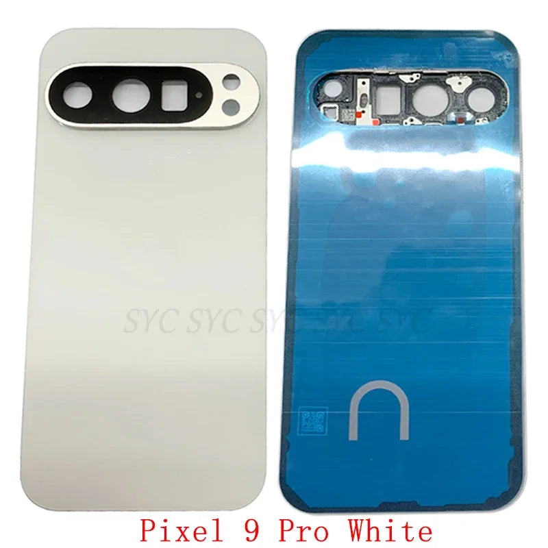 Mumzar white rear glass panel with camera bezel and adhesive for Google Pixel 9 Pro XL back cover replacement