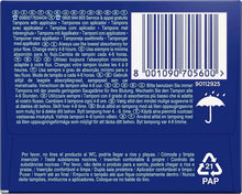 Tampon box back panel with directions for use and disposal icons