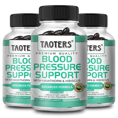 Mumzar Taoters Blood Pressure Support Supplement with Hawthorn and Hibiscus in bottles of 120 capsules each