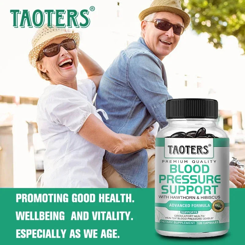 Taoters blood pressure support supplement with hawthorn and hibiscus for promoting good health