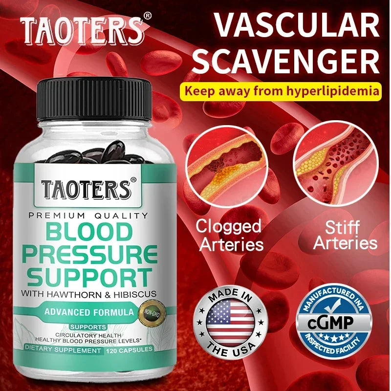 Taoters Blood Pressure Support Supplement with Hawthorn and Hibiscus for cardiovascular health
