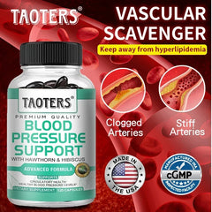 Taoters Premium Quality Blood Pressure Support Supplement with Hawthorn and Hibiscus for Healthy Circulation