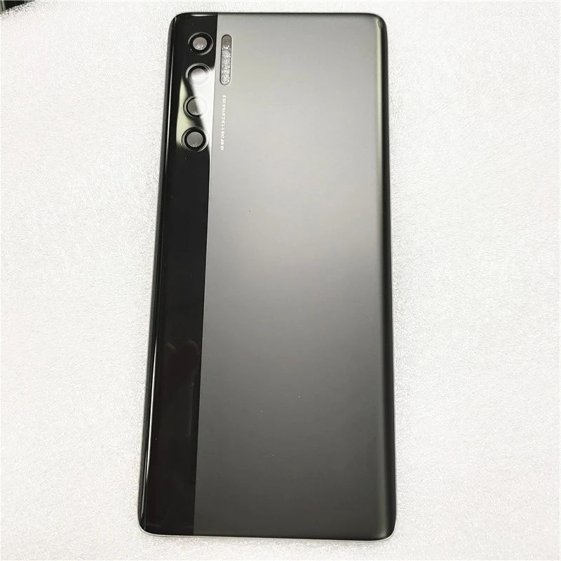 Mumzar black glossy TCL 20 Pro 5G back cover replacement showing triple camera cutouts and vertical two tone finish