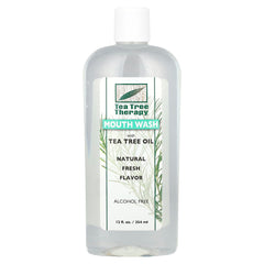 Tea Tree Therapy bottle of tea tree oil mouthwash alcohol free natural fresh flavor 12 fl oz
