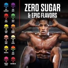 Pre-workout powder graphic with zero sugar and epic flavors text