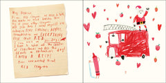 Inside pages of The Day The Crayons Quit book showing a red crayon letter and colorful illustration