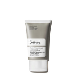 The Ordinary Vitamin C Suspension . 23 percent plus HA spheres in gray squeezable tube on white background