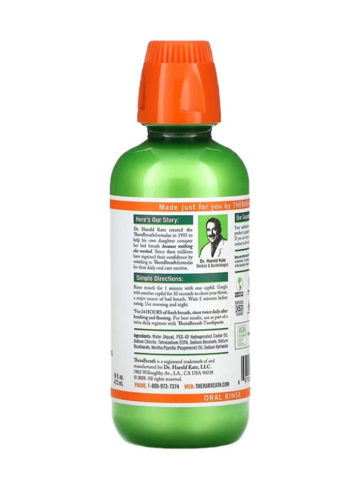 TheraBreath Fresh Breath Oral Rinse in Green Bottle for Long-Lasting Freshness and Oral Care