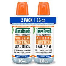Whitening fresh breath oral rinse 2-pack bottles with orange caps, 16 oz each