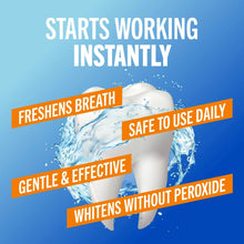 Foam and water graphic with tooth for whitening oral rinse