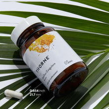 THORNE probiotic supplement bottle with Bacillus coagulans and 60 capsules, angled view