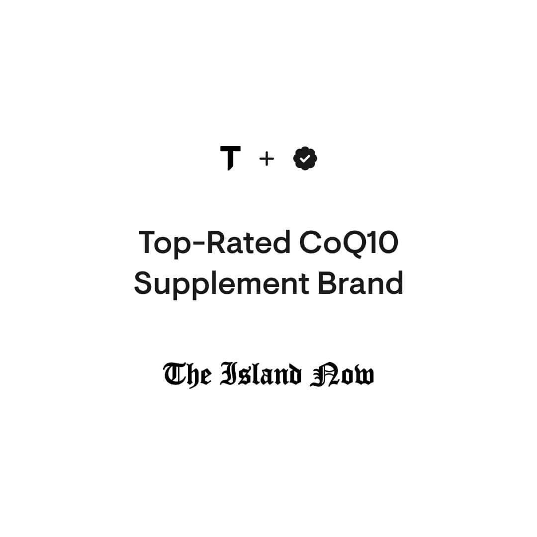 THORNE branding on white background stating Top Rated CoQ10 Supplement Brand and CoQ10 supplement for heart health