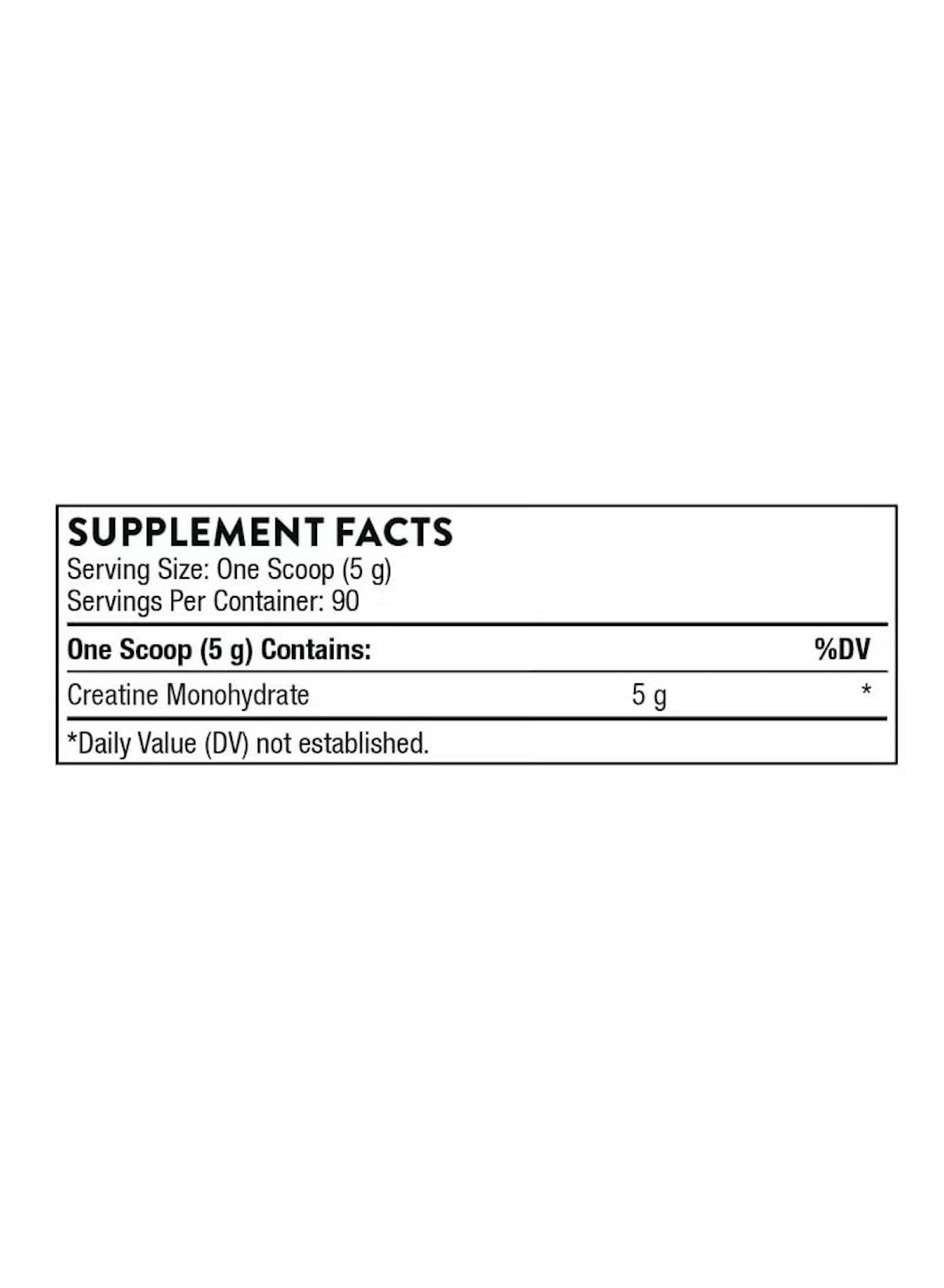 THORNE Creatine Monohydrate Supplement UAE with detailed nutritional facts and serving size information