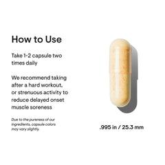 Yellow curcumin phytosome supplement UAE capsule with dosing instructions and capsule size shown