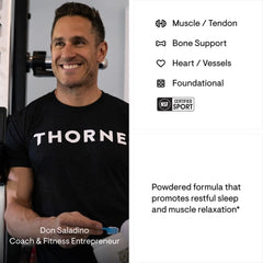 THORNE magnesium bisglycinate powder supplement designed for muscle relaxation and bone support