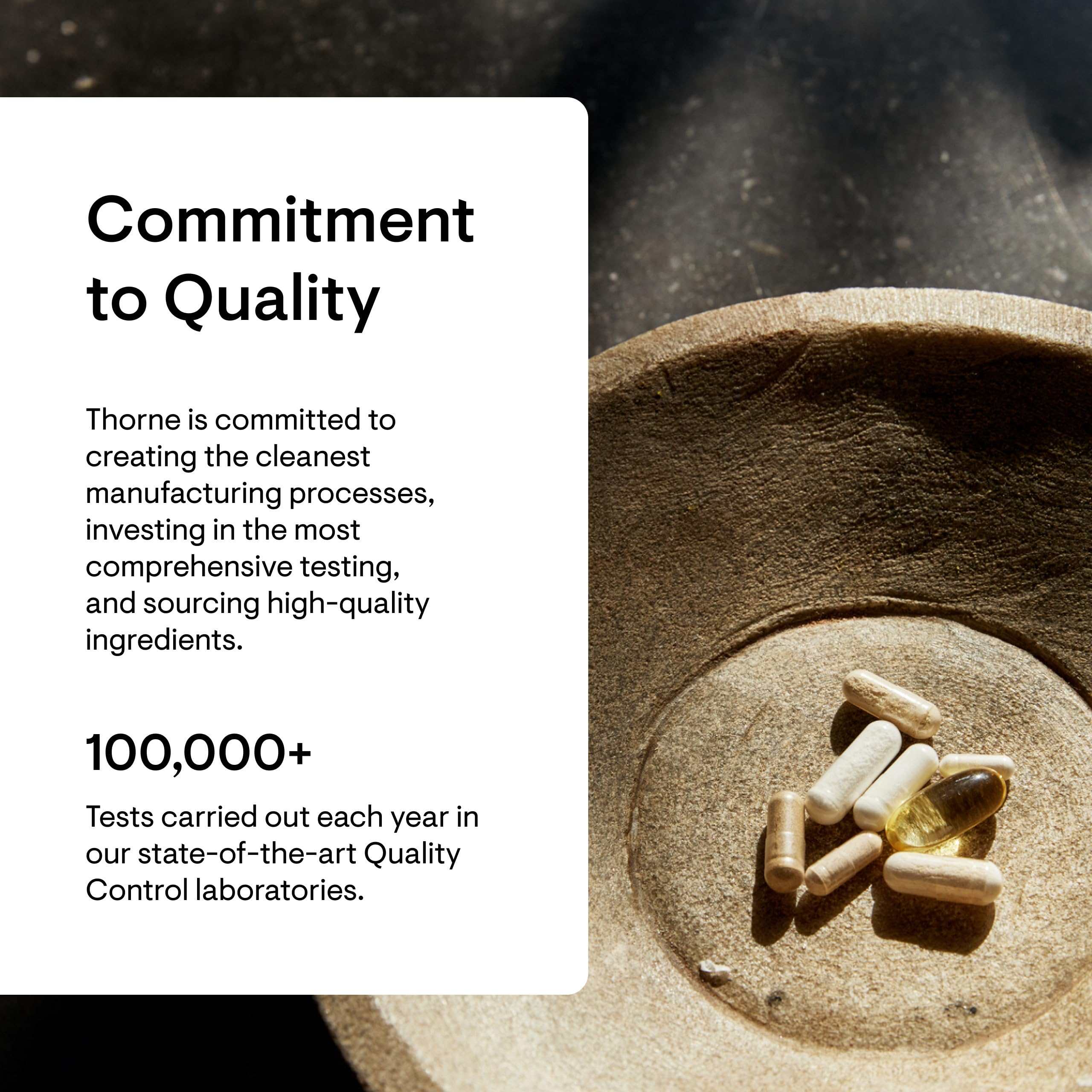 THORNE magnesium glycinate supplement UAE shown in a bowl with a focus on quality and testing