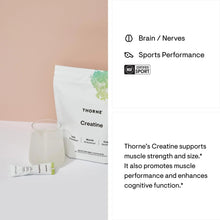 THORNE creatine pouch with glass, with Brain/Nerves and Sports Performance icons