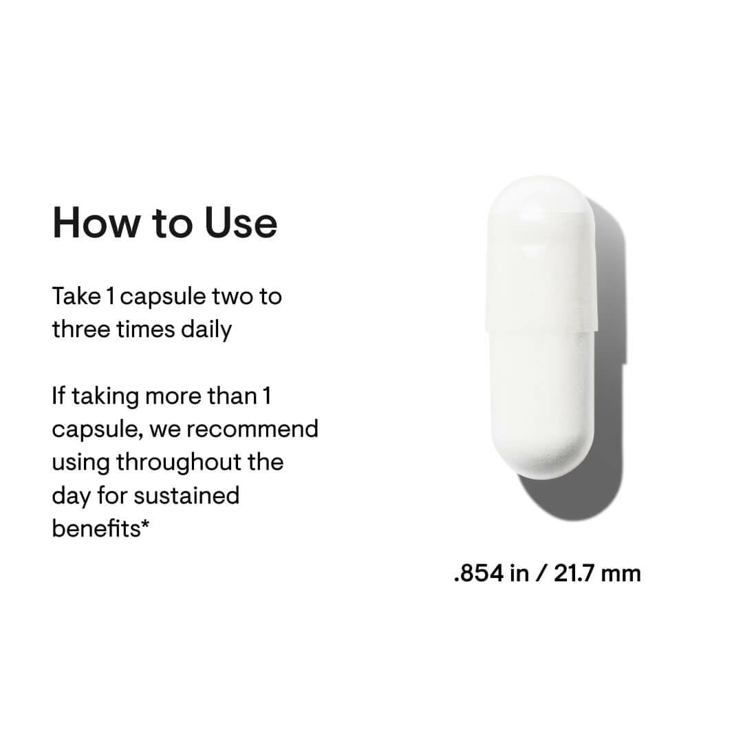 THORNE NAC supplement 500mg white capsule with usage instructions take 1 capsule two to three times daily