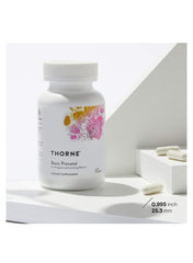 Thorne Basic Prenatal Multivitamin for Pregnant Women in a white bottle with colorful label design