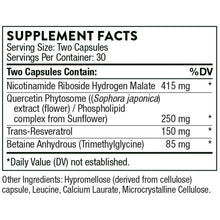 Supplement facts label listing serving size and key ingredients with amounts