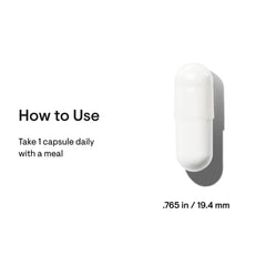 THORNE white capsule image with usage text take one capsule daily with a meal and stomach acid resistant probiotic capsules