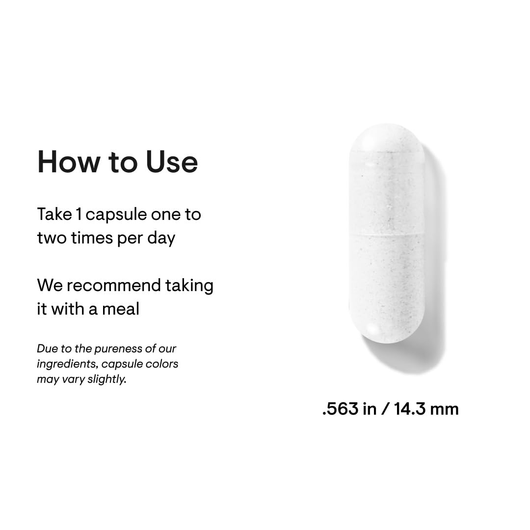 Thorne 5-MTHF 1mg benefits showing white capsule with usage instructions take one capsule one to two times daily with a meal