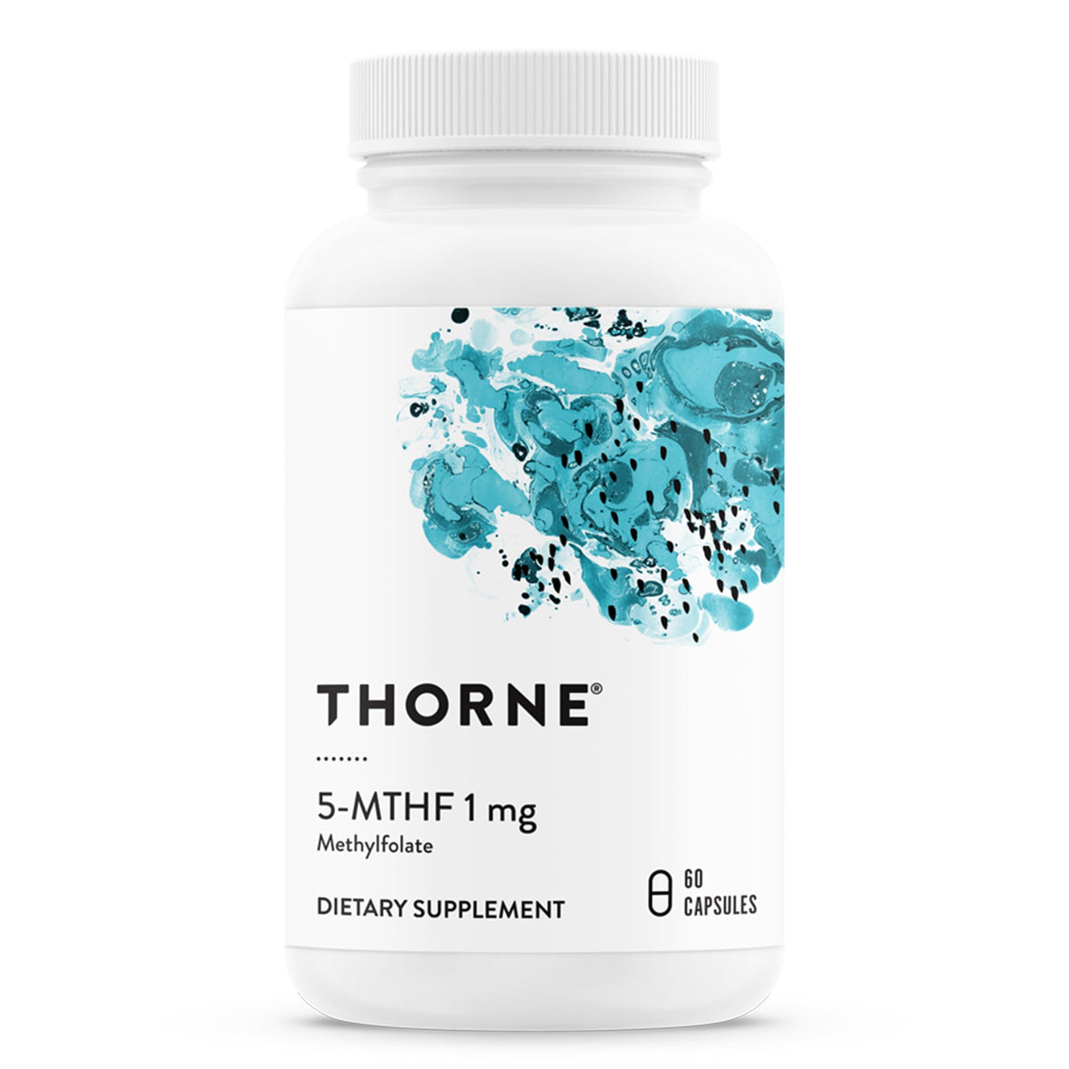 THORNE white bottle of 5-MTHF 1 mg methylfolate 60 capsules dietary supplement Thorne 5-MTHF 1mg benefits