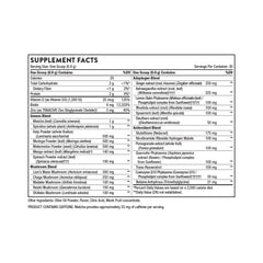 Thorne Daily Greens Plus powder supplement facts label showing serving size and ingredient blends