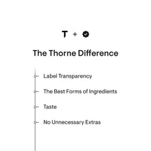 THORNE “The Thorne Difference” label infographic about ingredients and taste