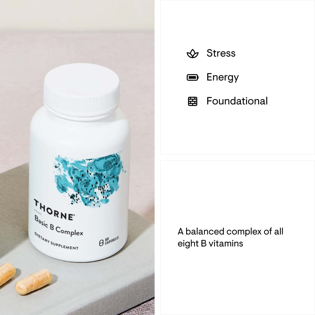 Thorne Vitamin B Complex Supplement UAE in white bottle with capsules for energy and stress support