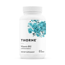 THORNE Vitamin B12 supplement bottle front label with teal splatter graphic