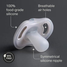 Symmetrical silicone soother with breathable air holes, BPA-free