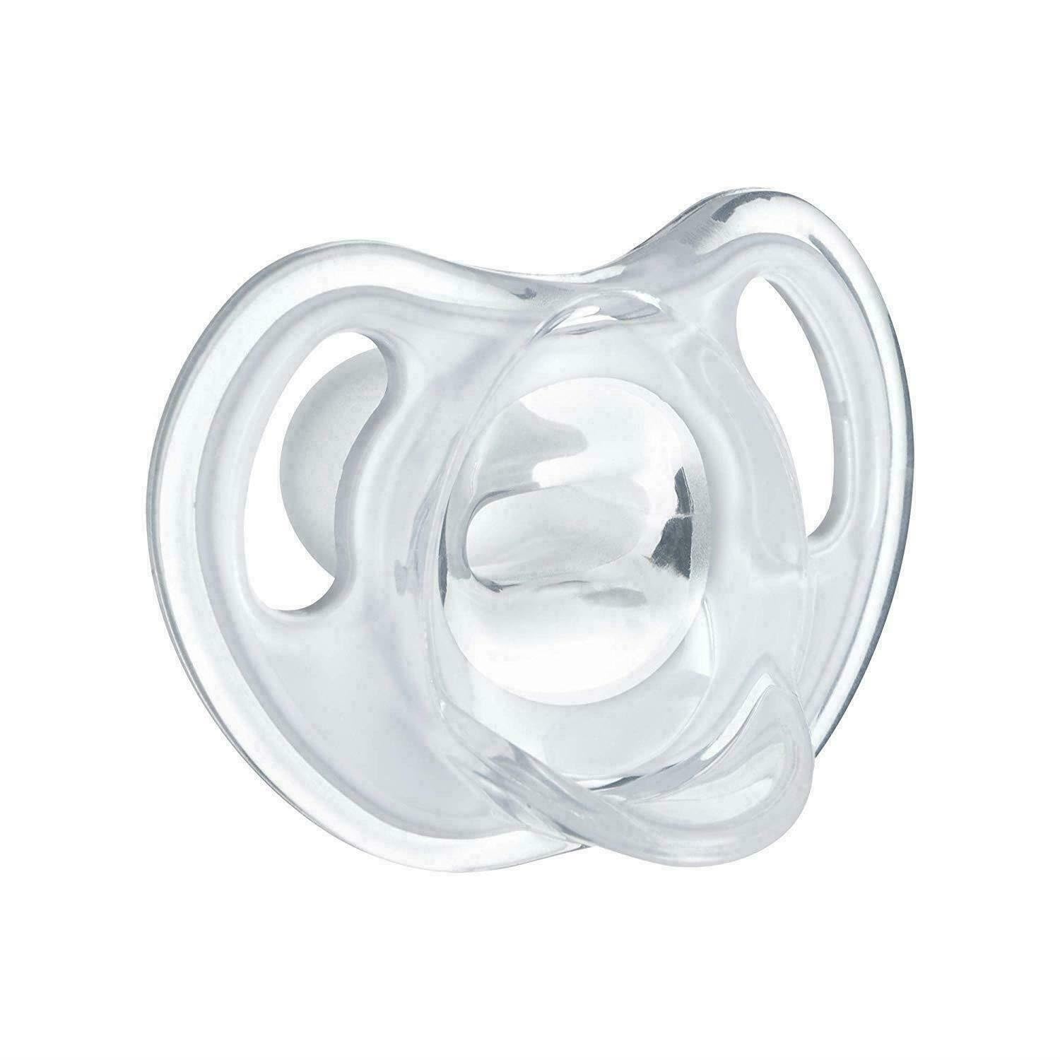 Clear silicone baby pacifier Tommee Tippee ultra light soother with ventilation holes and ergonomic shield