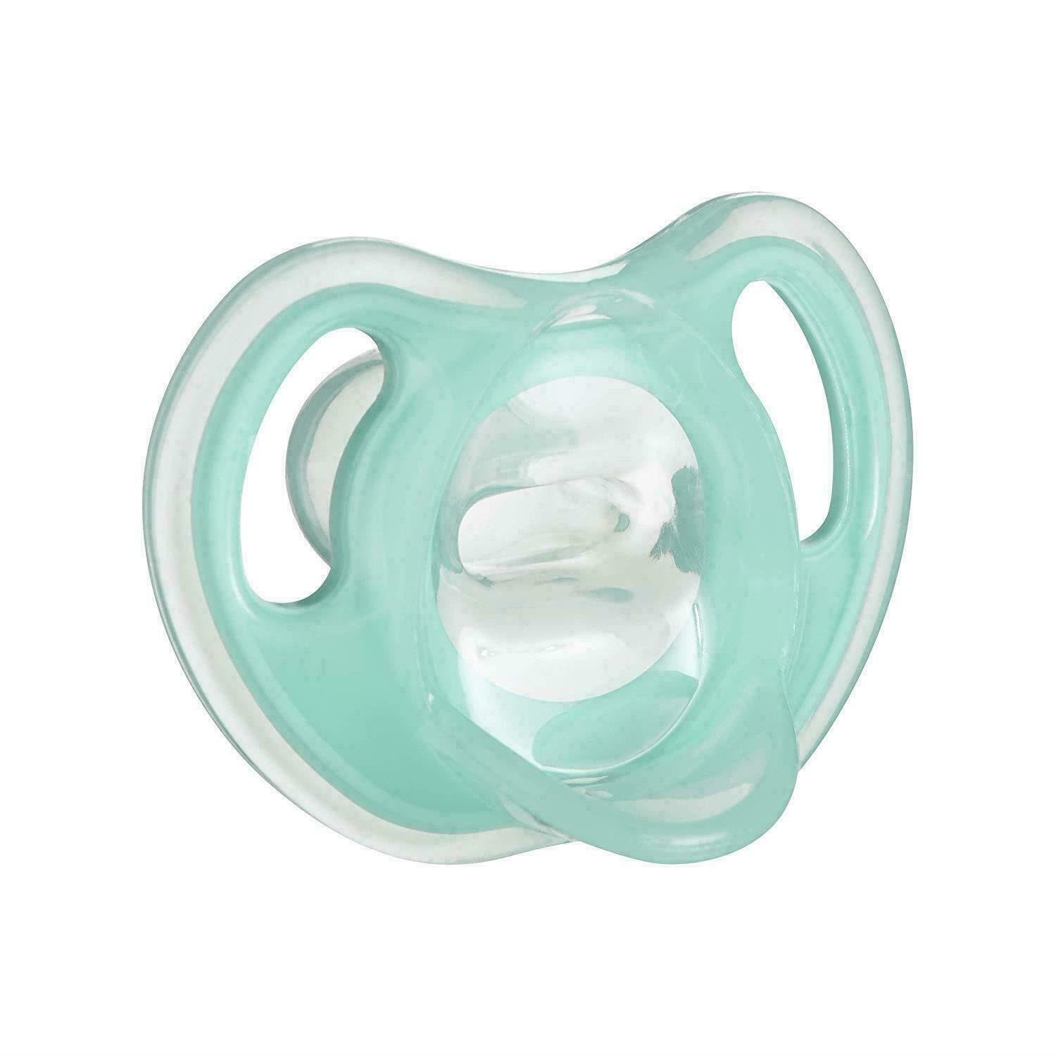 Tommee Tippee ultra light soother mint green silicone pacifier with ergonomic shield and ventilation holes