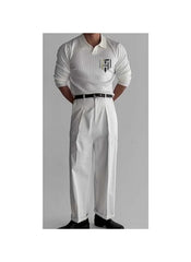 Huitich long sleeve polo shirt for men UAE in white with ribbed texture and logo on chest