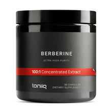 Berberine supplement jar with black lid and gray label, 90 veggie capsules.
