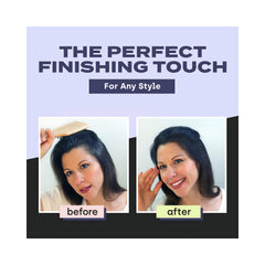 Before and after using Toppik hair fiber fixing spray for a polished and styled look