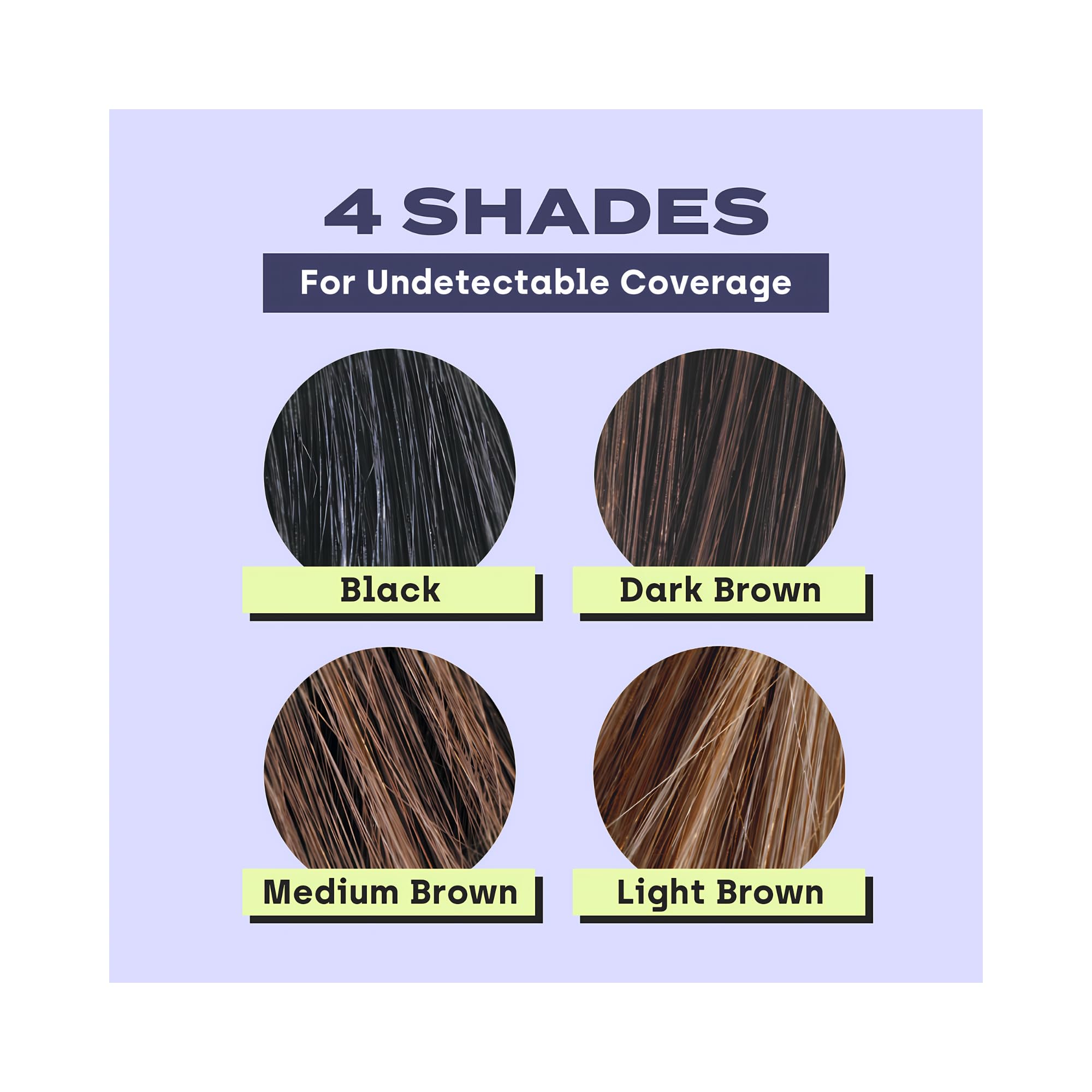 Toppik hair fiber fixing spray shades: Black, Dark Brown, Medium Brown, Light Brown for seamless coverage