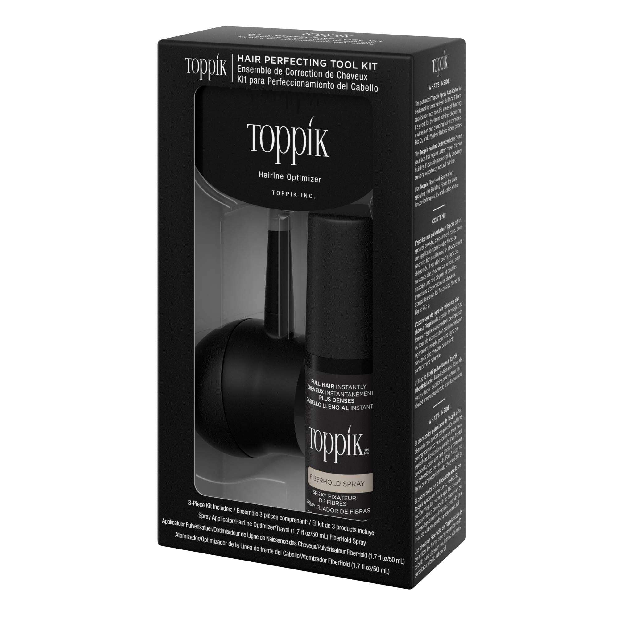Toppik Hair Perfecting Toolkit featuring Hairline Optimizer and Instant Hair Fibers for seamless coverage
