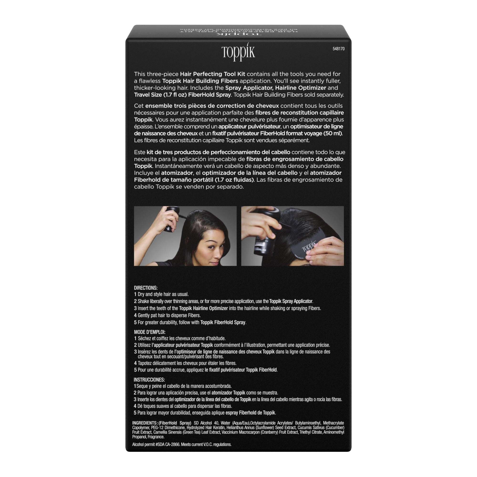 Toppik Hair Perfecting Toolkit including spray applicator and filler for hair enhancement