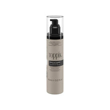 Toppik Hair Fattener serum bottle front view, black pump, beige tube with logo